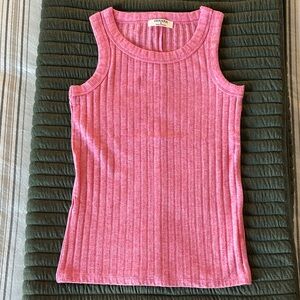 Zenana Outfitters Pink Ribbed Tank Top
